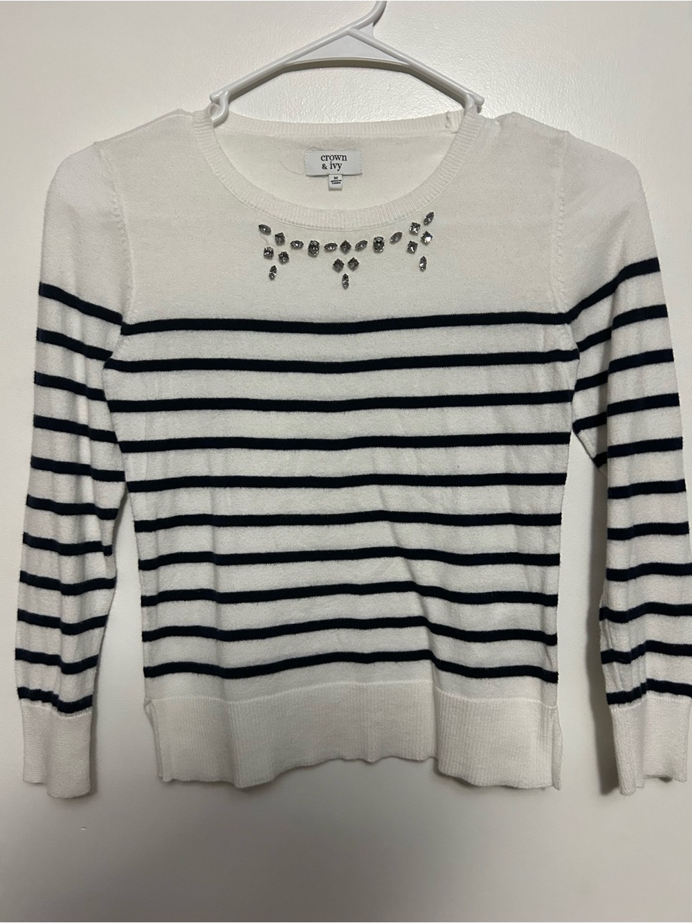 Girls Striped Jeweled Sweater by Crown and Ivy